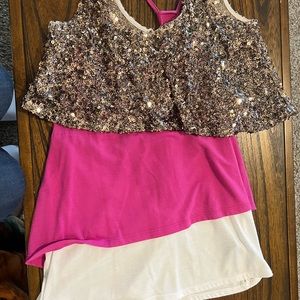 Rock and Republic Sequin Color Block Tiered Racerback Tank Top Size Small